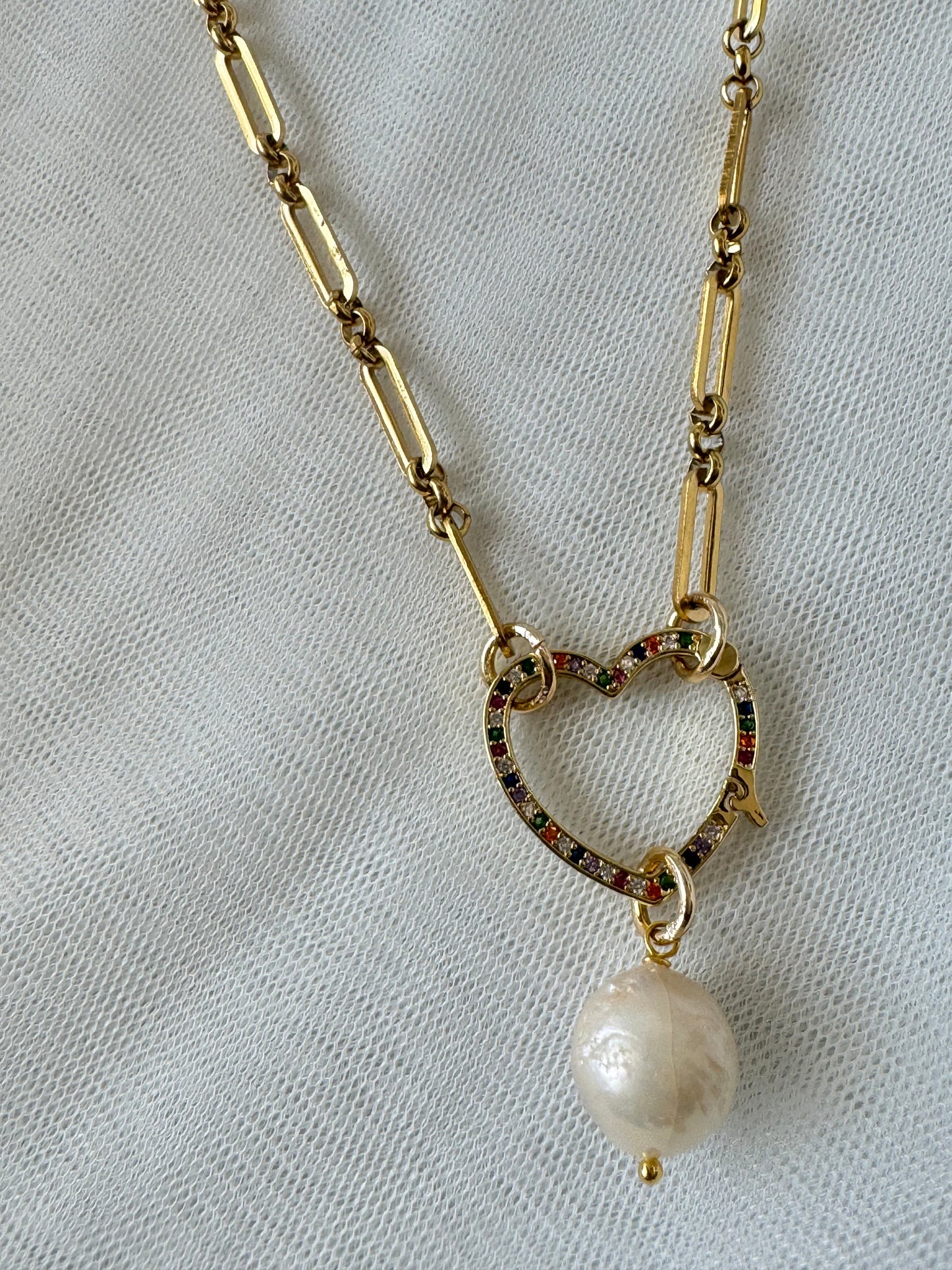 Collana cuore e perla