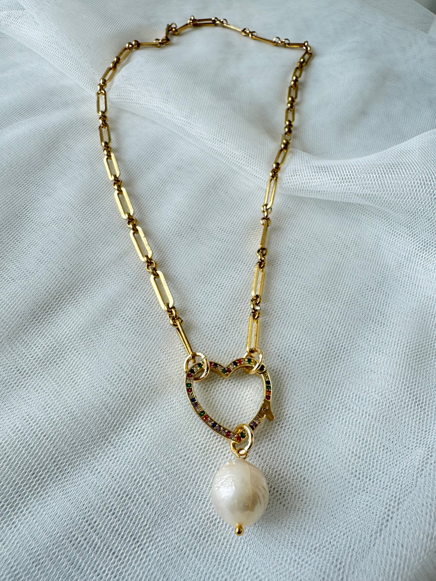 Collana cuore e perla