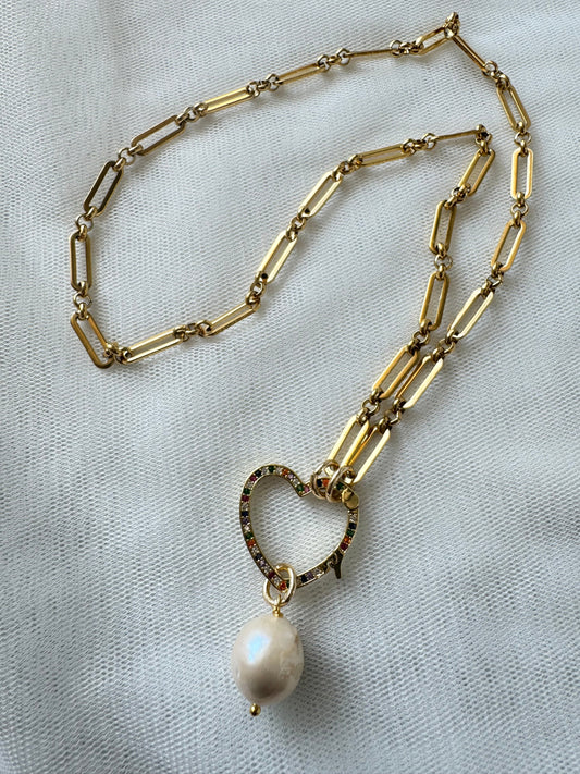 Collana cuore e perla